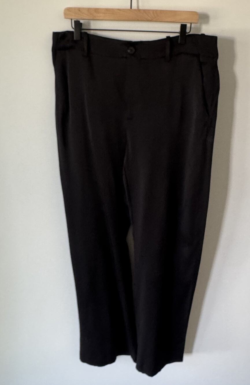 NEW ZARA 50th Anniversary BLACK SATIN EFFECT Wide Leg Pant Size Large $129